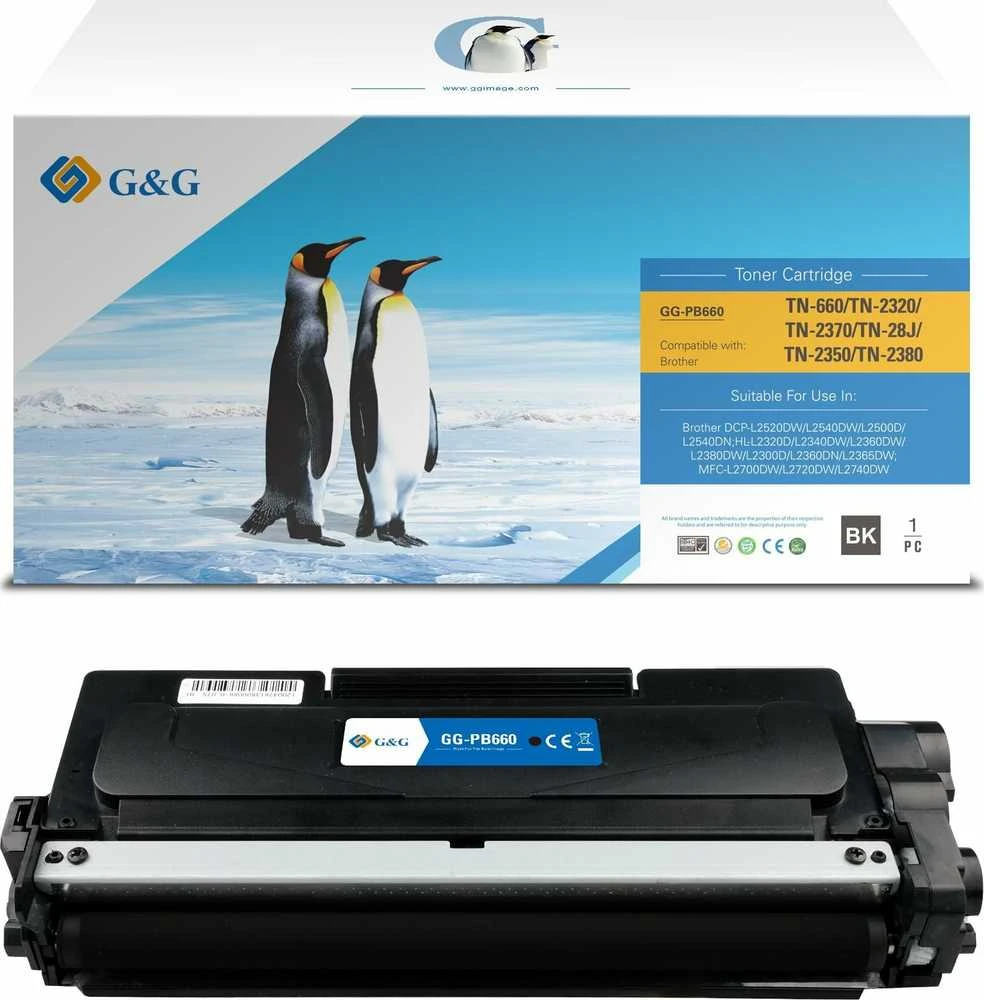 Su G&G suderinami dažai su Brother TN2320, NT-PB660, juoda, 2600s