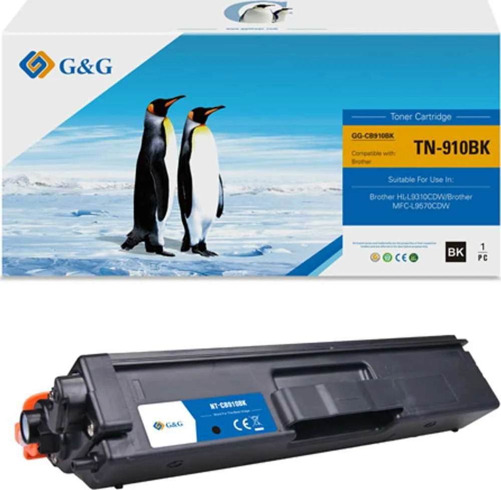 Su G&G suderinami dažai su Brother TN910BK, NT-CB910BK, juodi, 9000s
