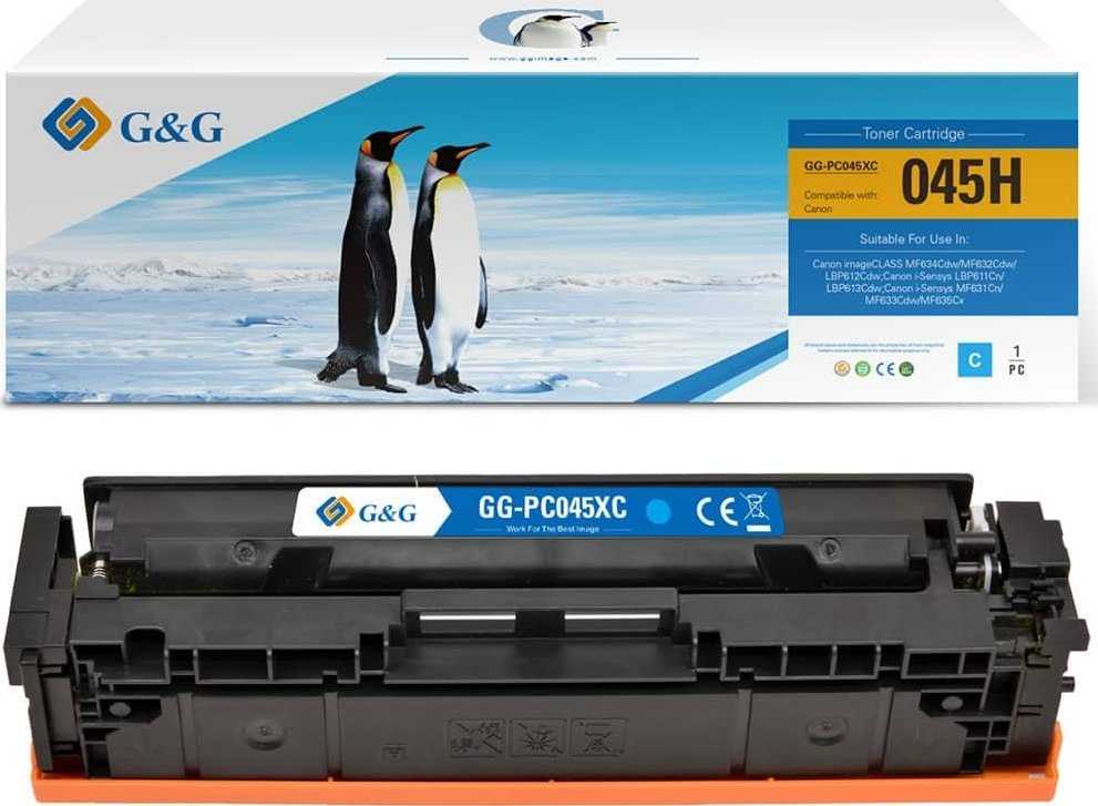 Su G&G suderinami dažai su Canon 045HC, NT-PC045XC, žalsvai mėlyna, 2200s