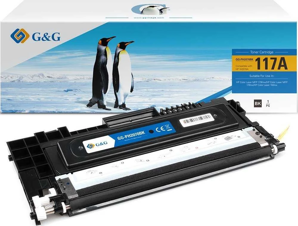 G&G kompatybilny toner su HP W2070A, NT-PH2070BK, HP 117A, juodas, 1000s