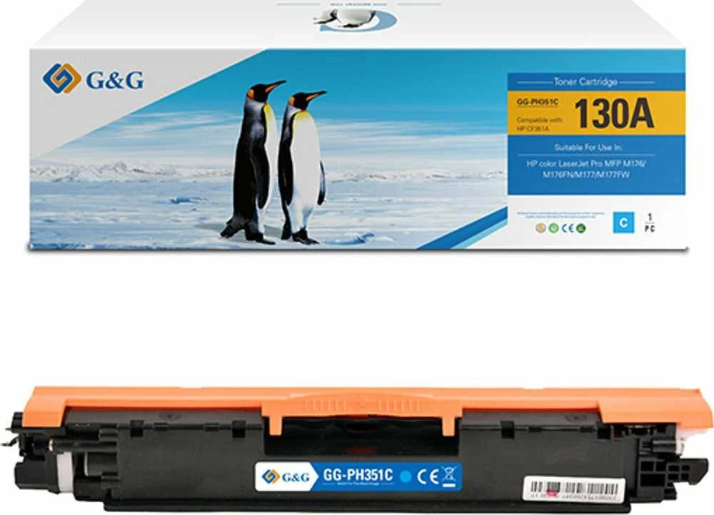 Su G&G suderinami dažai su HP CF351A, NT-PH351C, HP 130A, žalsvai mėlyna, 1000s