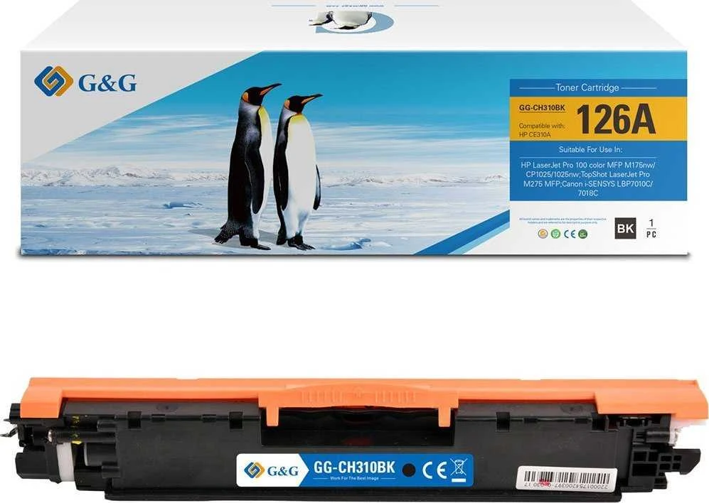 G&G kompatybilny toner su HP CE310A, NT-CH310FBK-A, HP 126A, juodas, 1200s