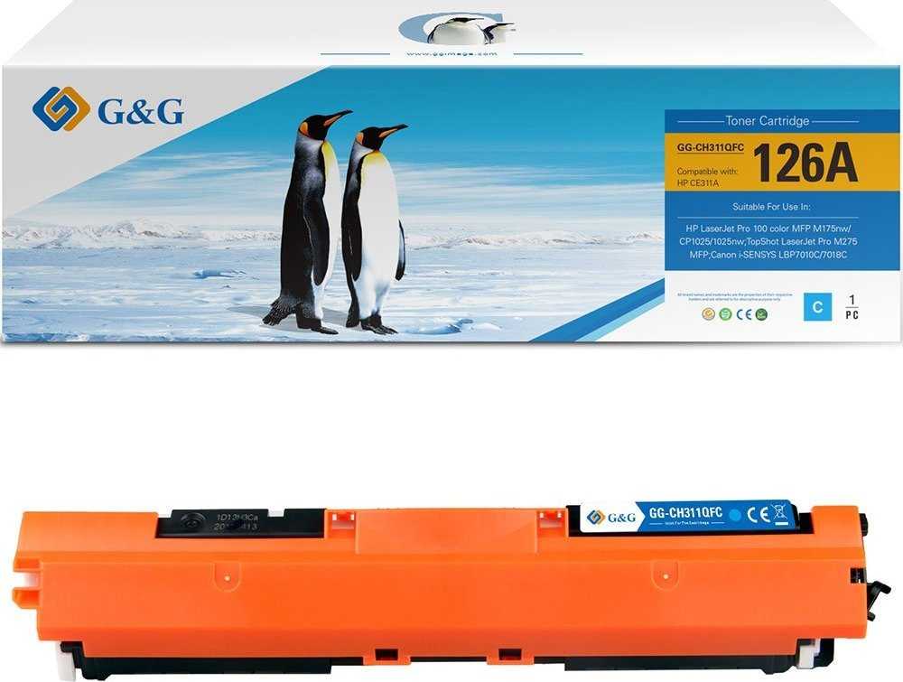 Su G&G suderinami dažai su HP CE311A, NT-CH311FC-A, HP 126A, žalsvai mėlyna, 1000s