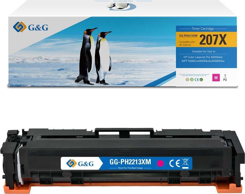 G&G dažai Su G&G suderinami dažai su HP W2213X, NT-PH2213XM, HP 207X, rausvai raudona, 2450s