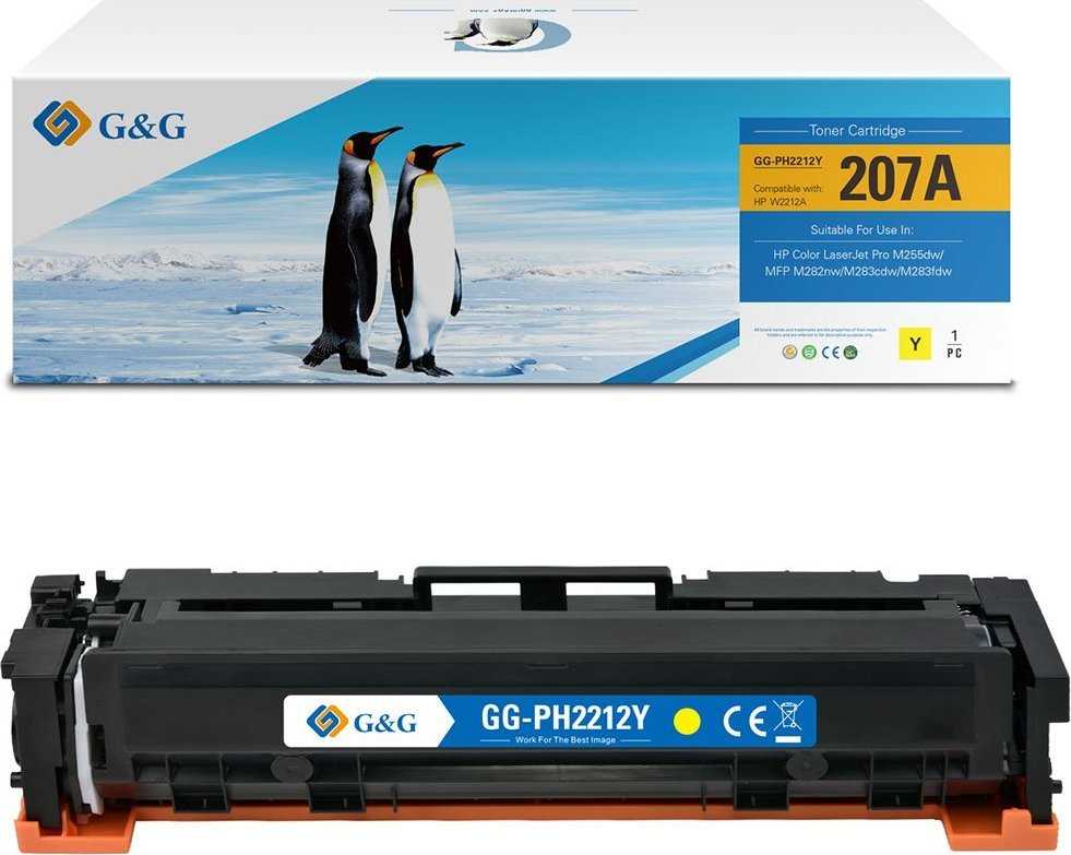 G&G suderinamas toneris su HP W2212A, NT-PH2212Y, HP 207A, geltonas, 1250s
