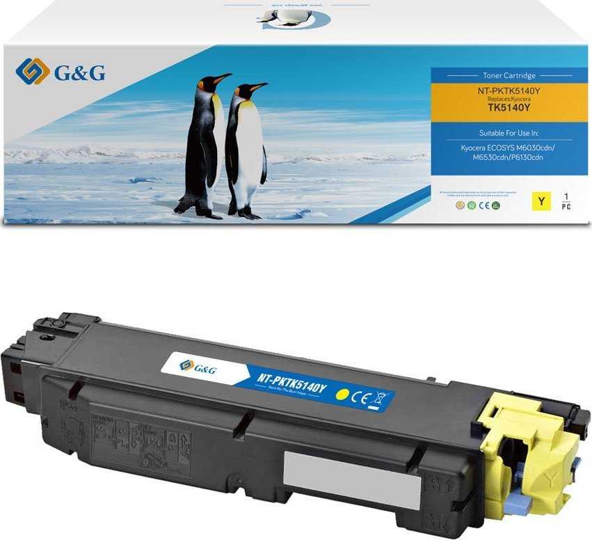 Su G&G suderinami dažai su Kyocera TK5140Y, NT-FKTK5140Y, geltona, 5000s