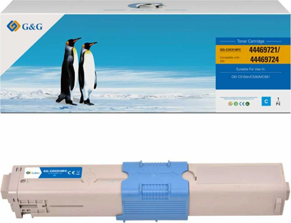 Su G&G suderinami dažai su OKI 44469724, NT-COC510FC, žalsvai mėlyna, 5000s
