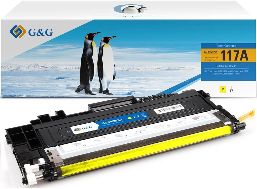 G&G suderinamas toneris su HP W2072A, NT-PH2072Y, HP 117A, geltonas, 700s