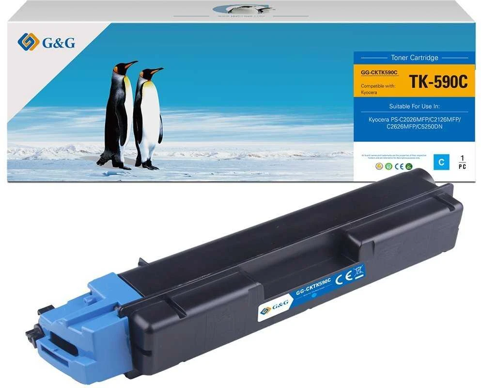 G&G suderinamas toneris, skirtas Kyocera TK590C, NT-CKTK590C, žydras, 5000s