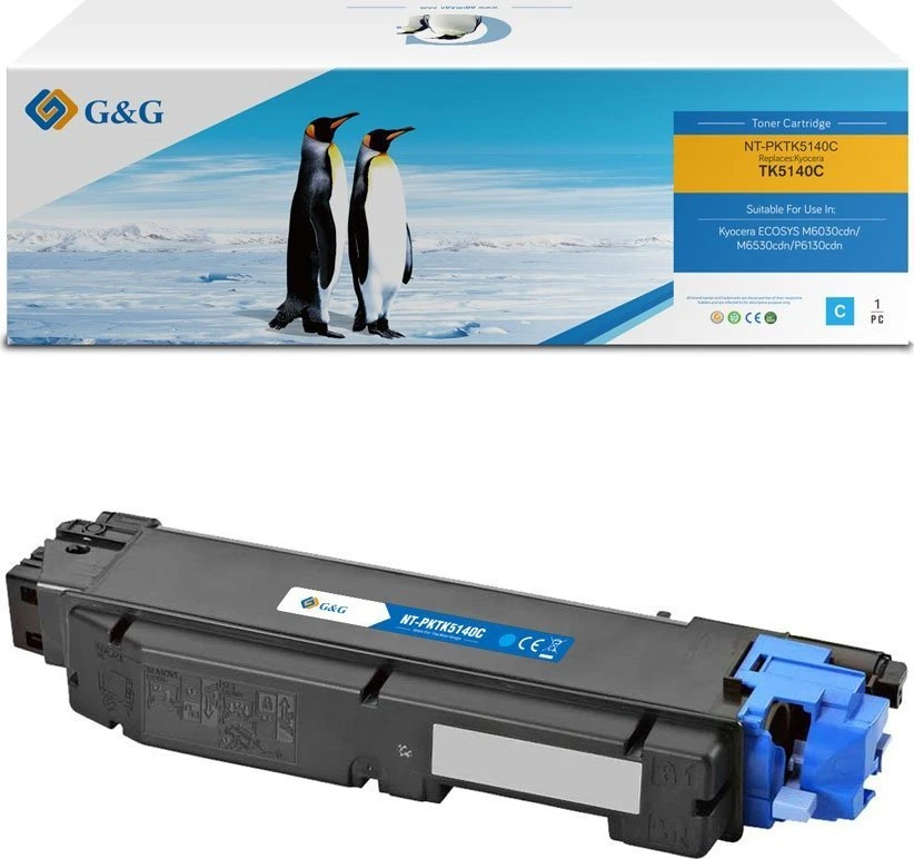 Su G&G suderinami dažai su Kyocera TK5140C, NT-FKTK5140C, žalsvai mėlyna, 5000s