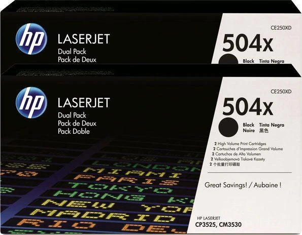 Hewlett Packard (HP) HP CE250XD No.504A Dual Pack Juodas Cartridge (CE250XD) EOL