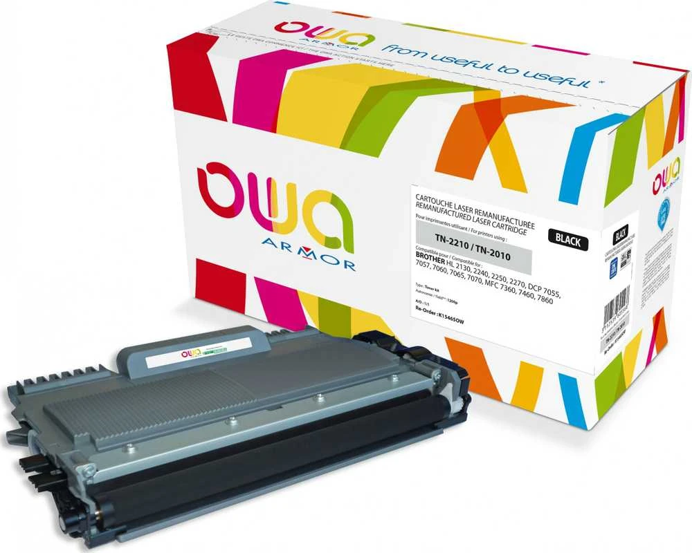 Toneris OWA Armor Armor OWA - Juodas - Perdaryta - Toneris Cartridge (Alternatyva: Brother TN2210) - skirta Brother DCP-7060, 7065, 7070, HL-2240, 2250, 2270, MFC-7360, 7460, 7460, 7460 2940 (K15465OW)
