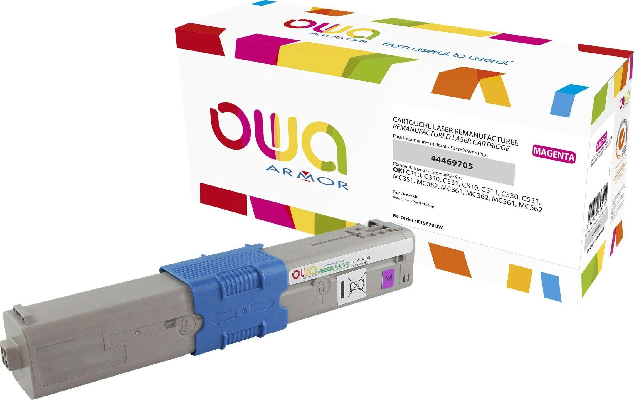 Suderinama OWA Armor Magenta dažų kasetė C310 (K15679OW)
