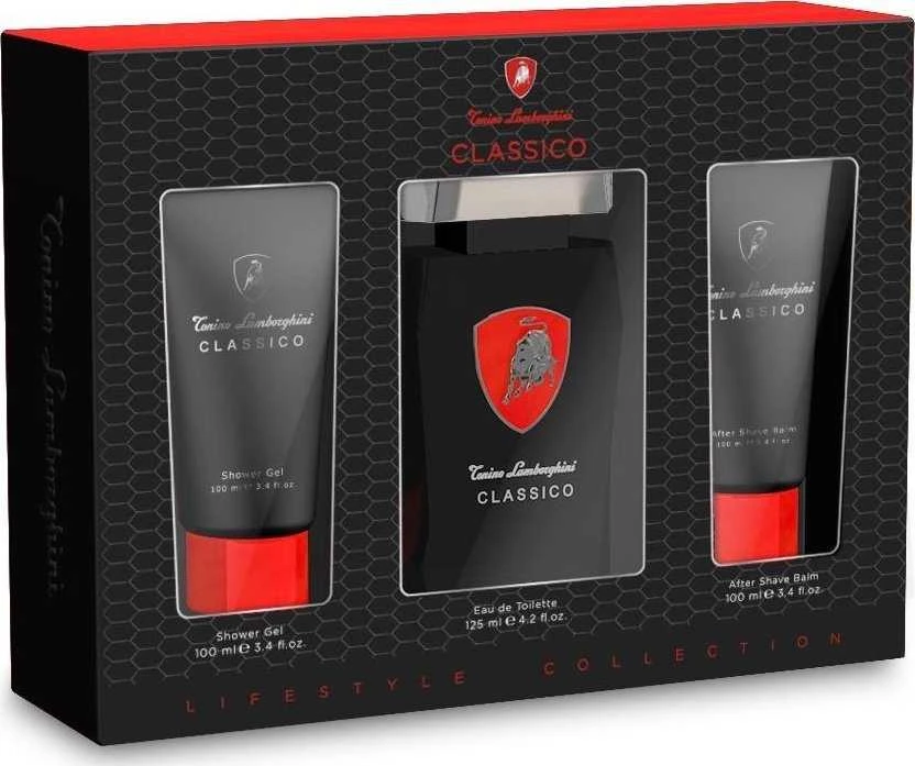 rinkinys Tonino Lamborghini Classic Tualetinis vanduo 125ml + Purškiamasis gelis 100ml + Balzamas po skutimosi 100ml