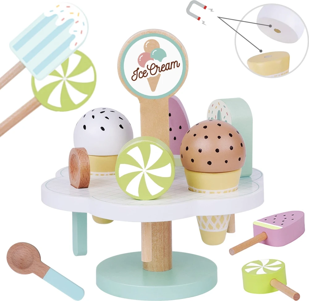Tooky Toys Mediniai magnetiniai ledai su stovu TOOKY TOY
