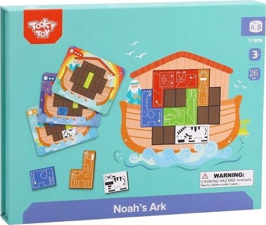 Tooky Toys TOOKY TOY Medinė Ugdomoji Dėlionė Arka Nojaus su 26 elementais