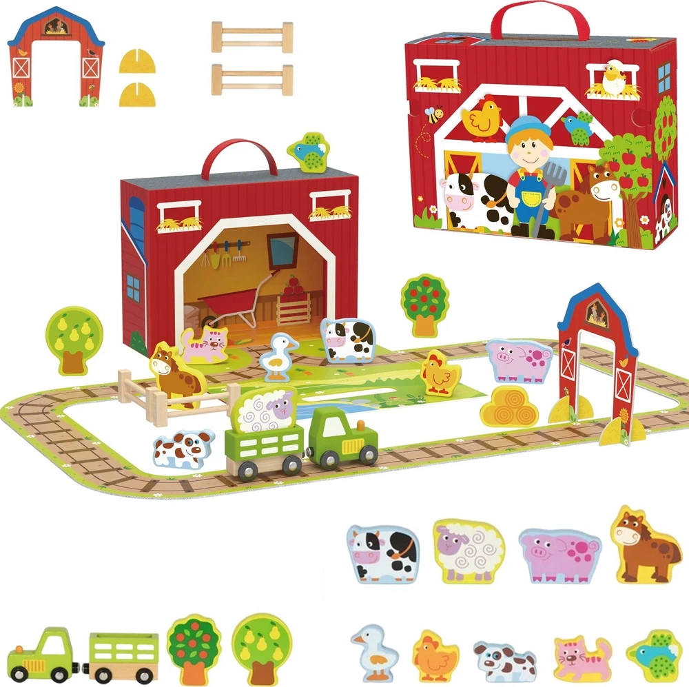 Tooky Toys TOOKY TOY Medinė Ūkis su lagaminu 35 dalys