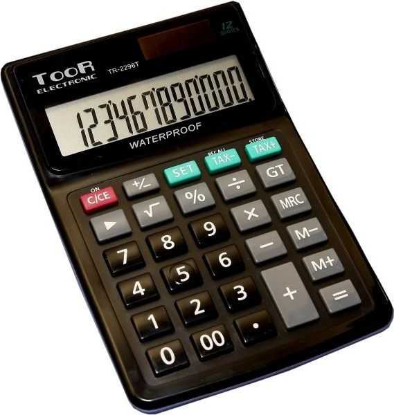 Toor Electronic TR-2296 skaičiuotuvas, 12 padėčių, atsparus vandeniui (KA6767)