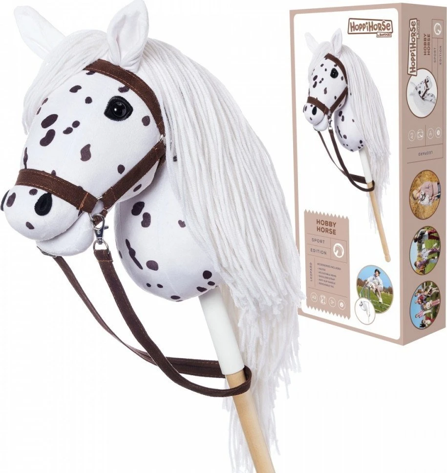 Tootiny Koń Mėgėjiškas arklys hoppihorse a3 leopardas - baltas, tarantulo kailis