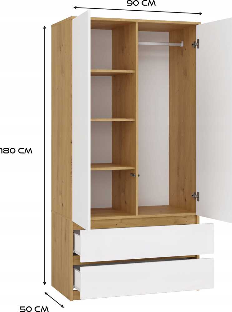 Top E Shop MALWA SS-90 spinta, ąžuolo/baltos spalvos