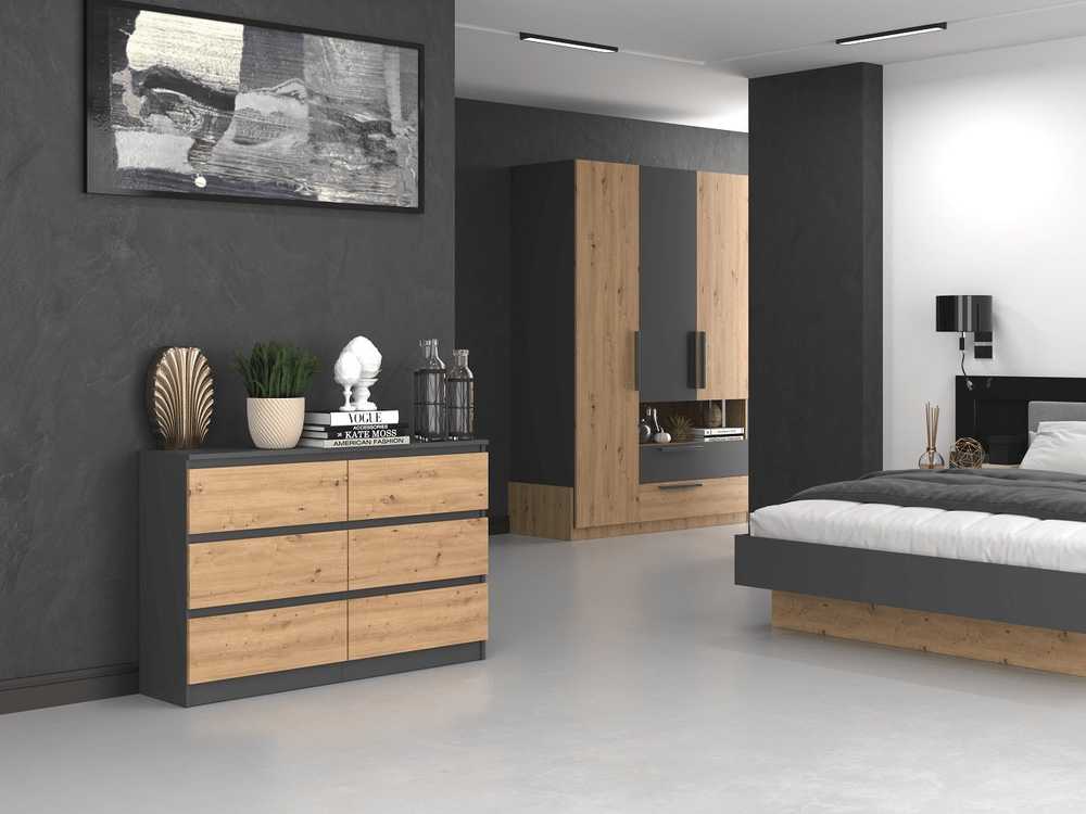 Top E Shop Baldų Komoda - Topeshop M6 120 Antracito Spalvos