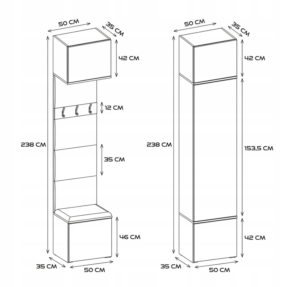 Top E Shop HAGA III 2SZ1W Wardrobe – Artisan Oak