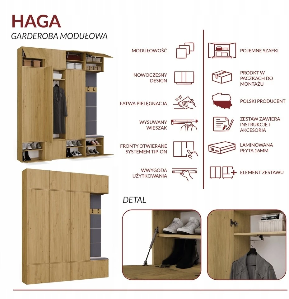 Top E Shop HAGA IV 3SZ1W Wardrobe – Artisan Oak