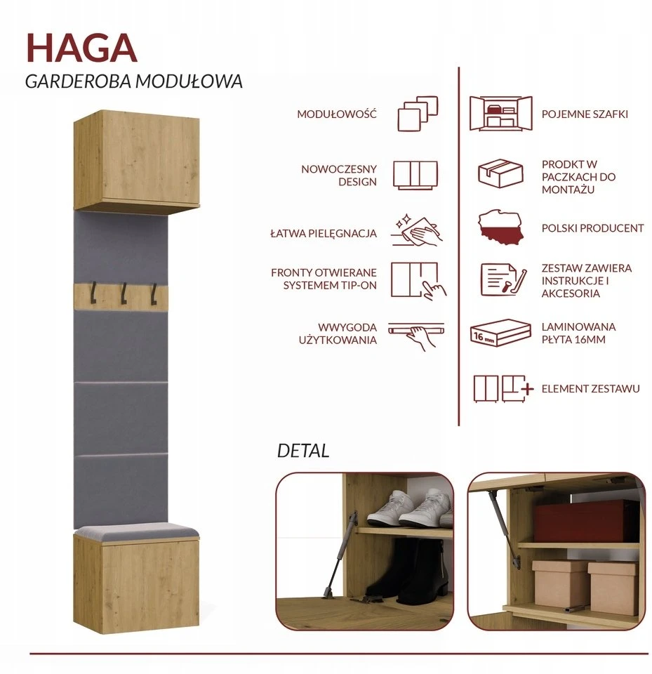 Top E Shop HAGA 1SZ Artisan Oak Coat Rack
