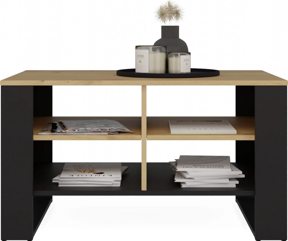 Top E Shop MODERN 4P ARTISAN COFFEE TABLE WITH Juodos KOJOS