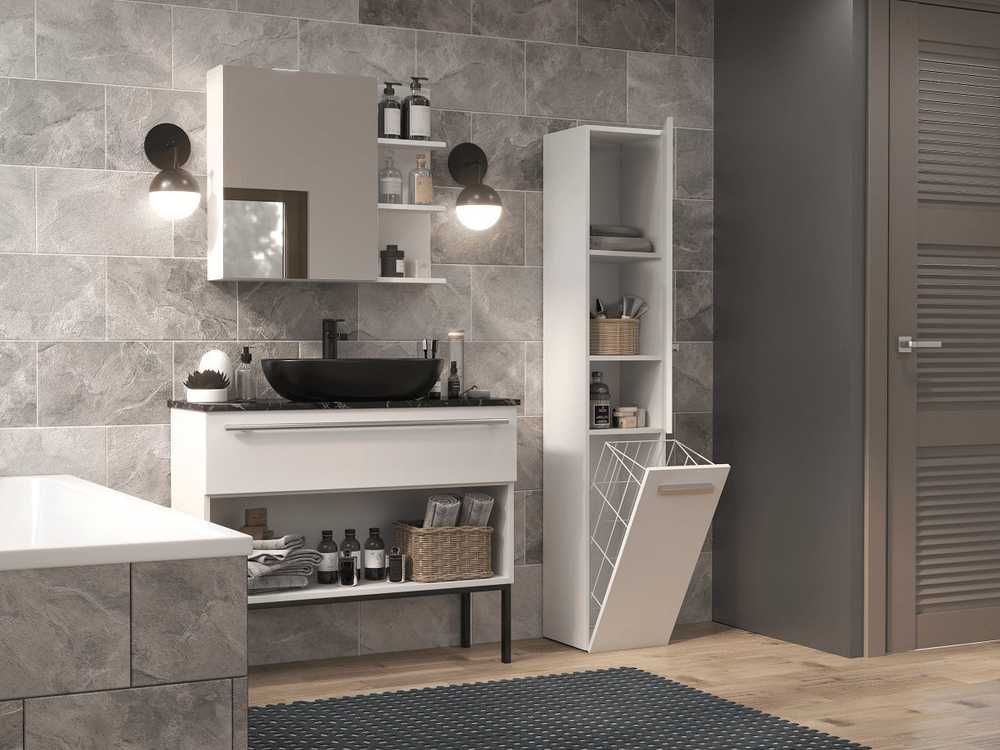 Top E Shop Vonios Spintelė - Nel Iv 31x30x174 Cm, Matinė Balta