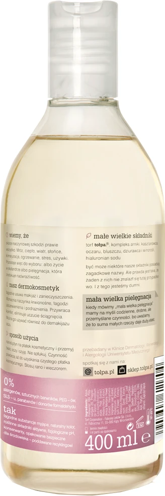 TOŁPA Dermo Face Rosacal stiprinamasis micelinis skystis veidui ir akims prausti 400 ml