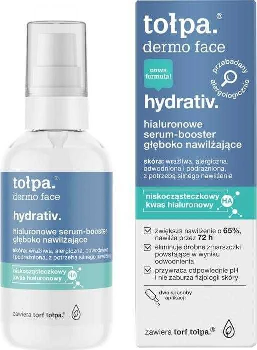 Giliai drėkinantis TOŁPA Dermo Face Hydrativ hialurono serumas 75 ml