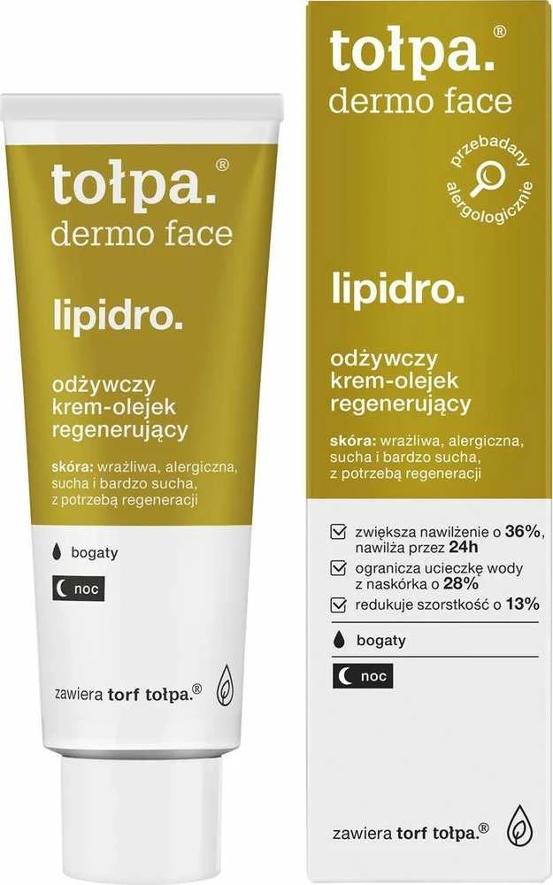 TOŁPA Dermo Face Lipidro Maitinamasis regeneruojantis kremas-aliejus nakčiai - hidrolipidinio barjero rekonstrukcija 40 ml