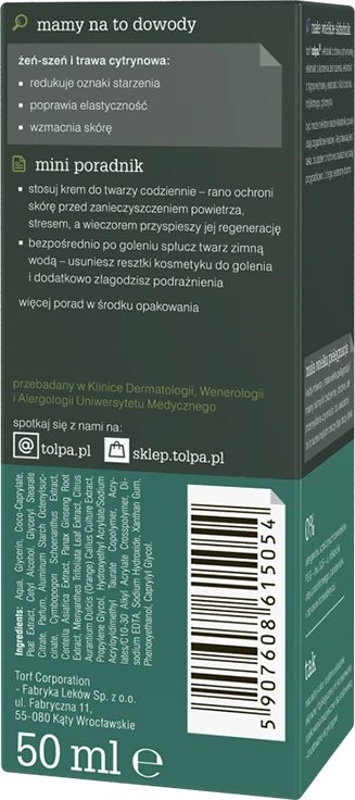 TOŁPA Žalias Men Raminamasis kremas nuo raukšlių 50 ml