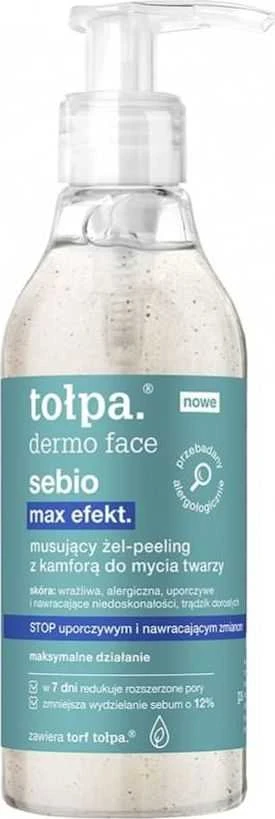 TOŁPA Dermo Face Sebio Max Effect putojantis gelis-pilingas su kamparu veido prausimui 195 ml