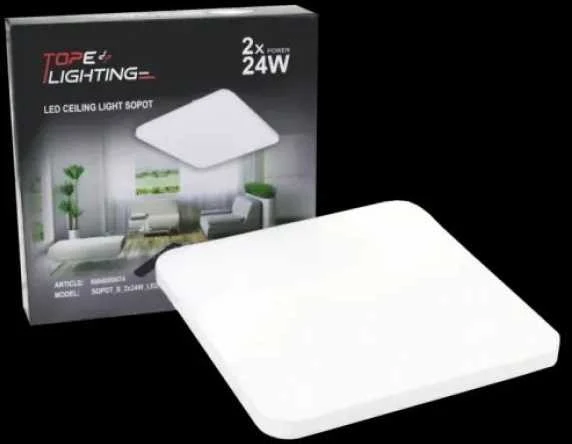 Lubinis šviestuvas TOPE Kvadratinis lubinis LED šviestuvas "SOPOT" 2x24W
