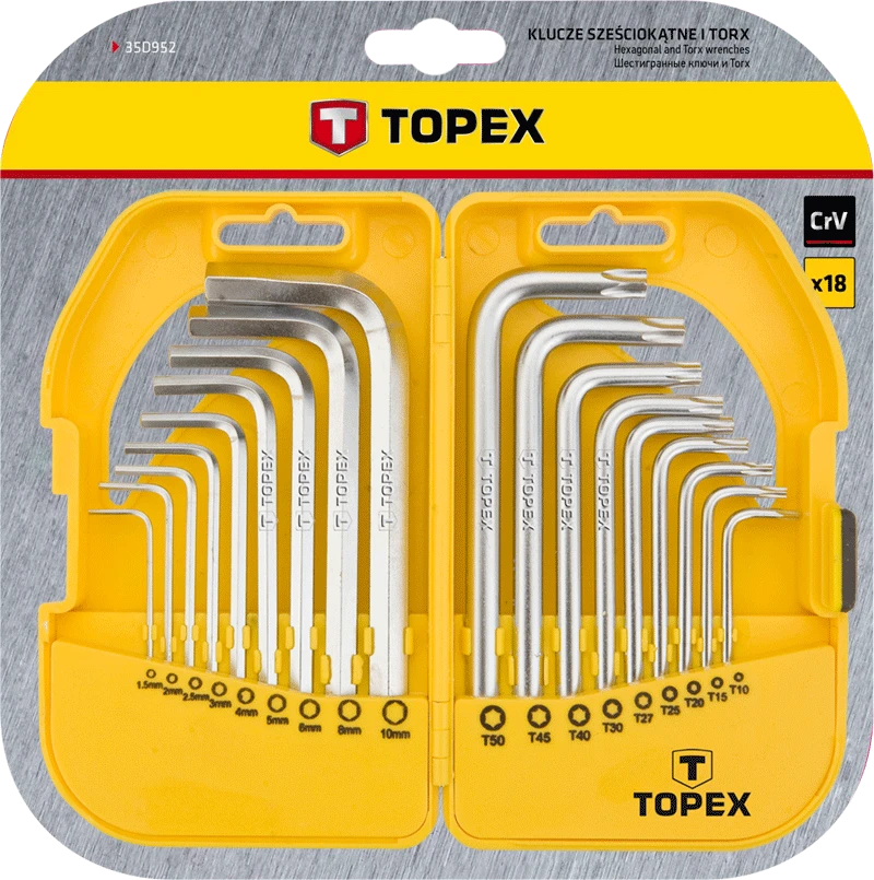 Klucze Šešiakampiai ir „Torx“ raktai, 18 vnt. rinkinys