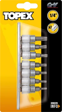 Koncówki Torx antgaliai ant 35 mm lizdo, 7 vnt. rinkinys