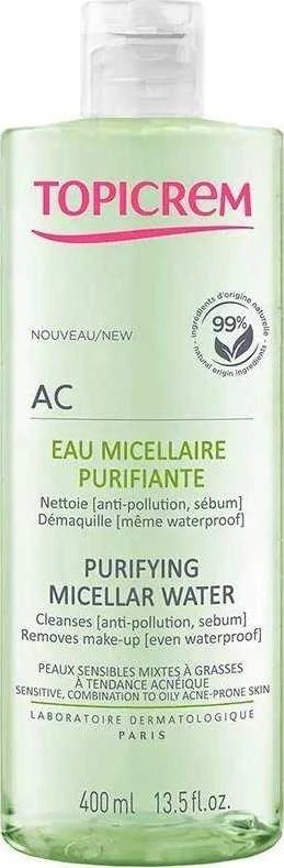 Topicrem AC Purifying Micellar Vanduo Micellar Vanduo moterims, 400 ml