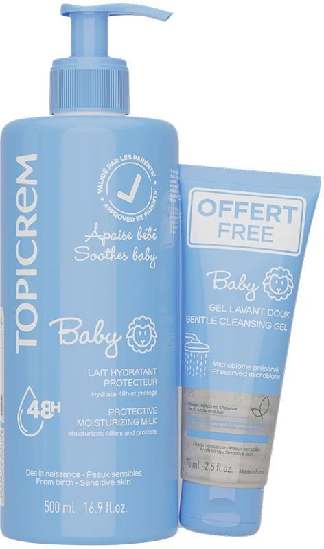 Set Topicrem: Baby Ultra-Moisturising Body Milk, 500 ml + Baby Cleansing Dušo želė, 75 ml