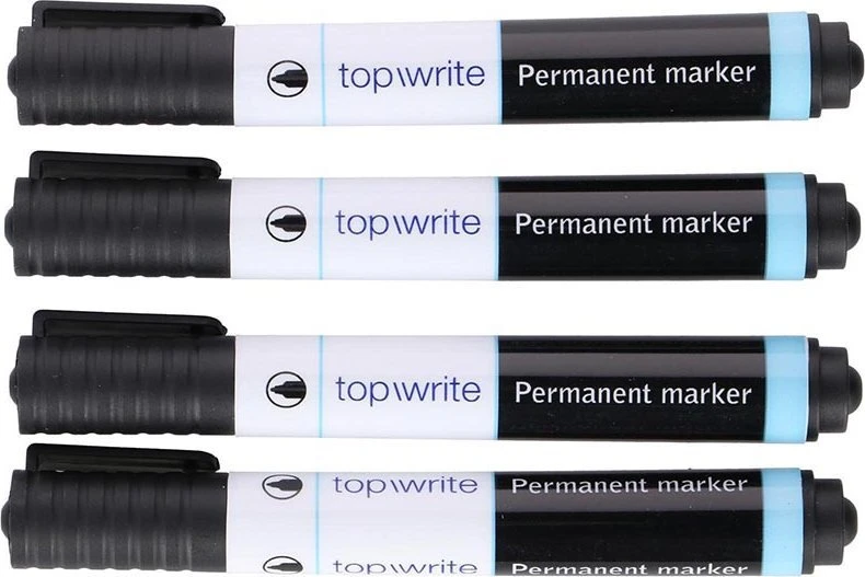 Topwrite – Nuolatinis markeris, 4 vnt. (Juodas)
