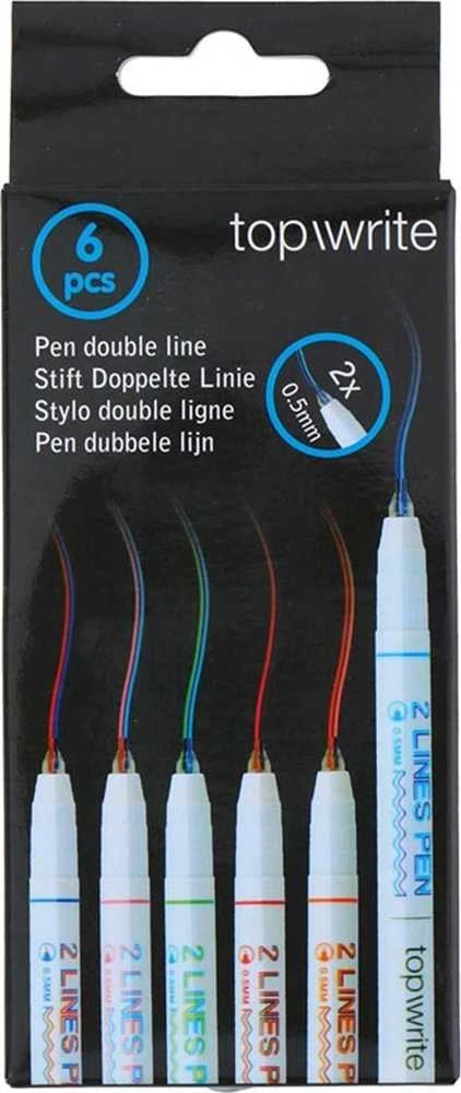 Topwrite - Rutulinių tušinukų su dviguba linija rinkinys, 6 dalys
