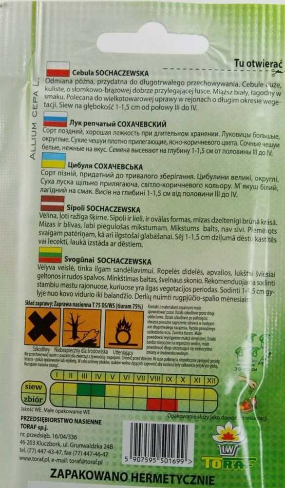 Toraf sėklos svogūnas Sochaczewska 5g vėlyvas