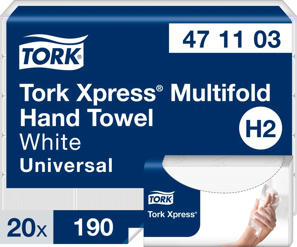 Lapelinis rankšluostinis popierius Tork Xpress Multifold Universal H2 2sl., 23,4 x 21,3 cm (20 vnt.)