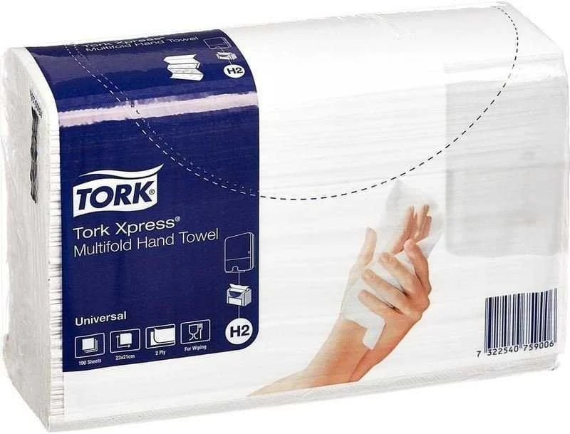 Popieriniai rankšluosčiai Tork Xpress Multifold Universal H2 (471103), 2 sluoksnių, balti, 190 lapelių