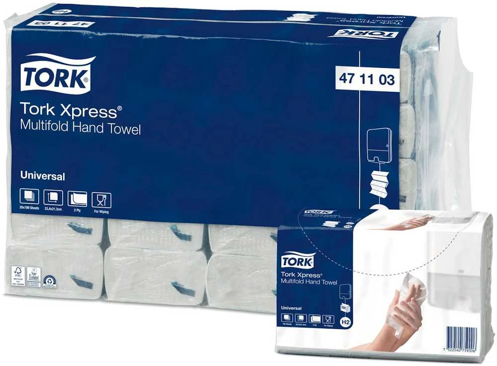 Popieriniai rankšluosčiai Tork Xpress Multifold Universal H2 (471103), 2 sluoksnių, balti, 190 lapelių