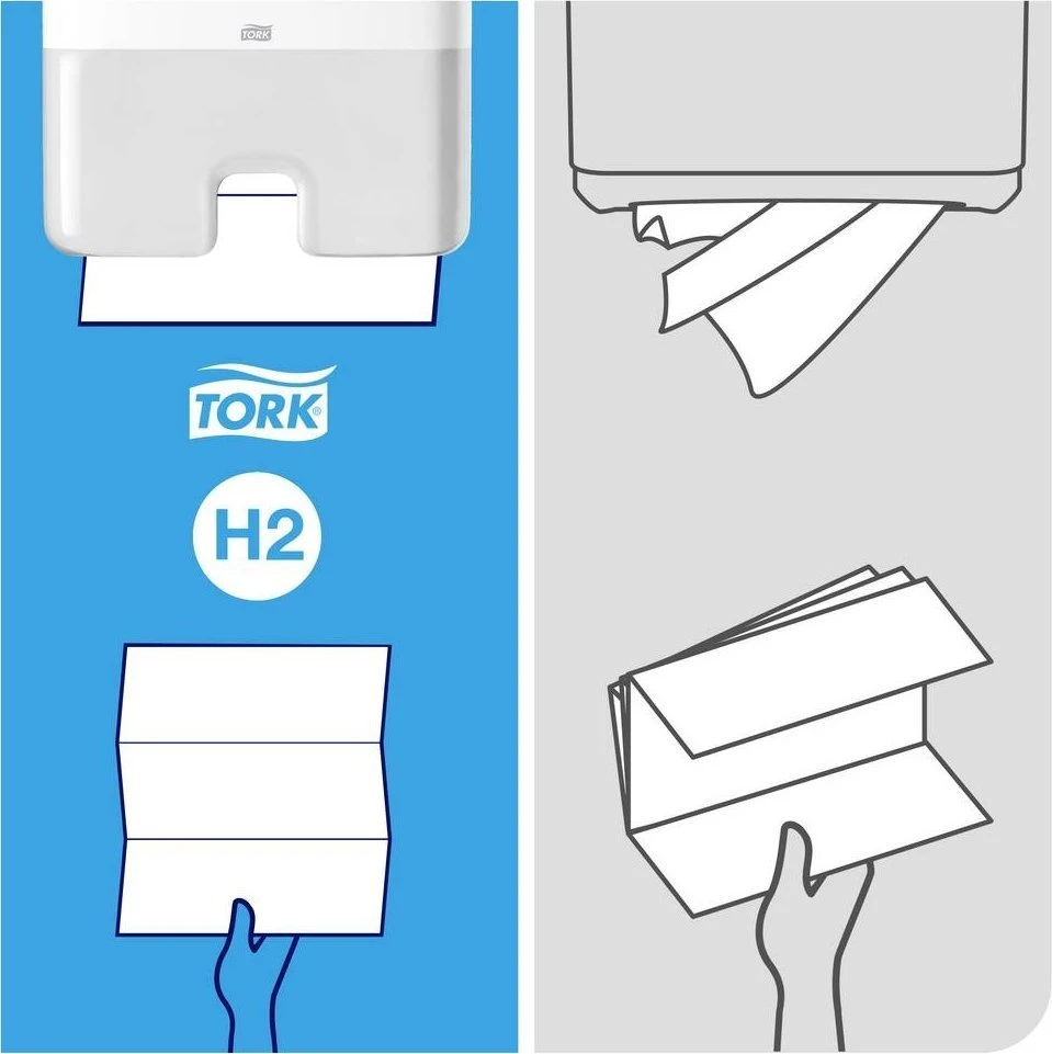 Tork Xpress® H2 Extra Soft daugiasluoksnės 2 sluoksnių rankšluosčių popierius - (3 pakeliai x 700 vnt./kartonas)