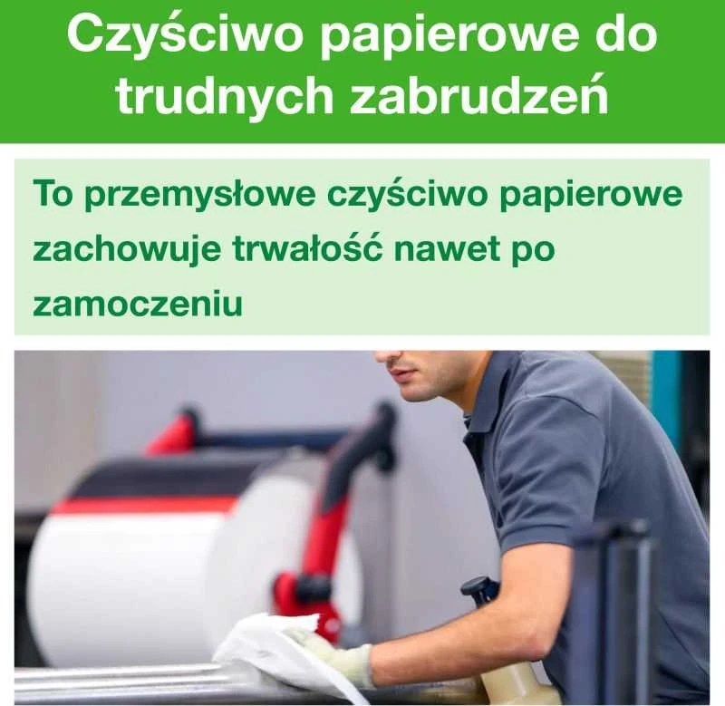 „Tork Tork“ – didelio apkrovimo valytuvo ritinėlis, 2 sluoksnių, W1, aukščiausios kokybės, platus – baltas