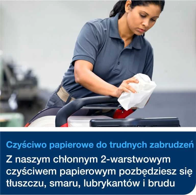 „Tork Tork“ – didelio apkrovimo valytuvo ritinėlis, 2 sluoksnių, W1, aukščiausios kokybės, platus – baltas