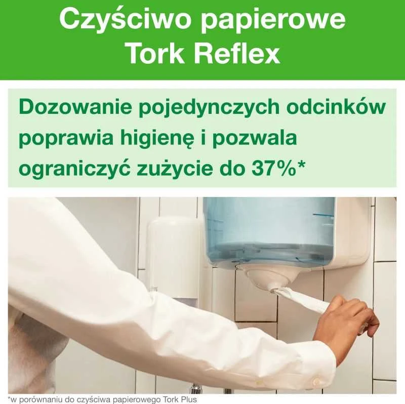 Popieriniai rankšluosčiai TORK, 473246, REFLEX MINI M3, 1.sl., 19.8 x 35 cm, 120 m/rul., balta sp.